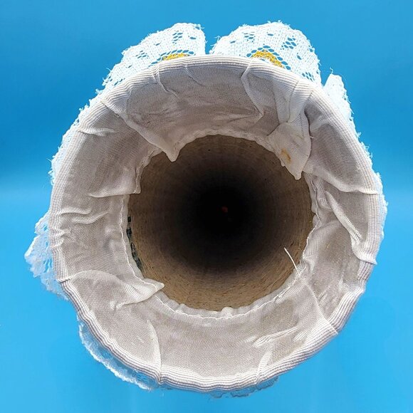 1960s Angel Tree Topper Sockinette Big Eyes Sunflower Bouquet Gold Wings Halo - Picture 12 of 12